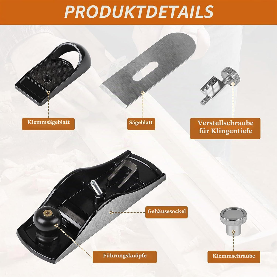 LALAGO Einhandhobel, Hobel Trockenbauwerkzeug, 175mm Körperlänge + 2 Stück 41mm Klingenbreite, Verst
