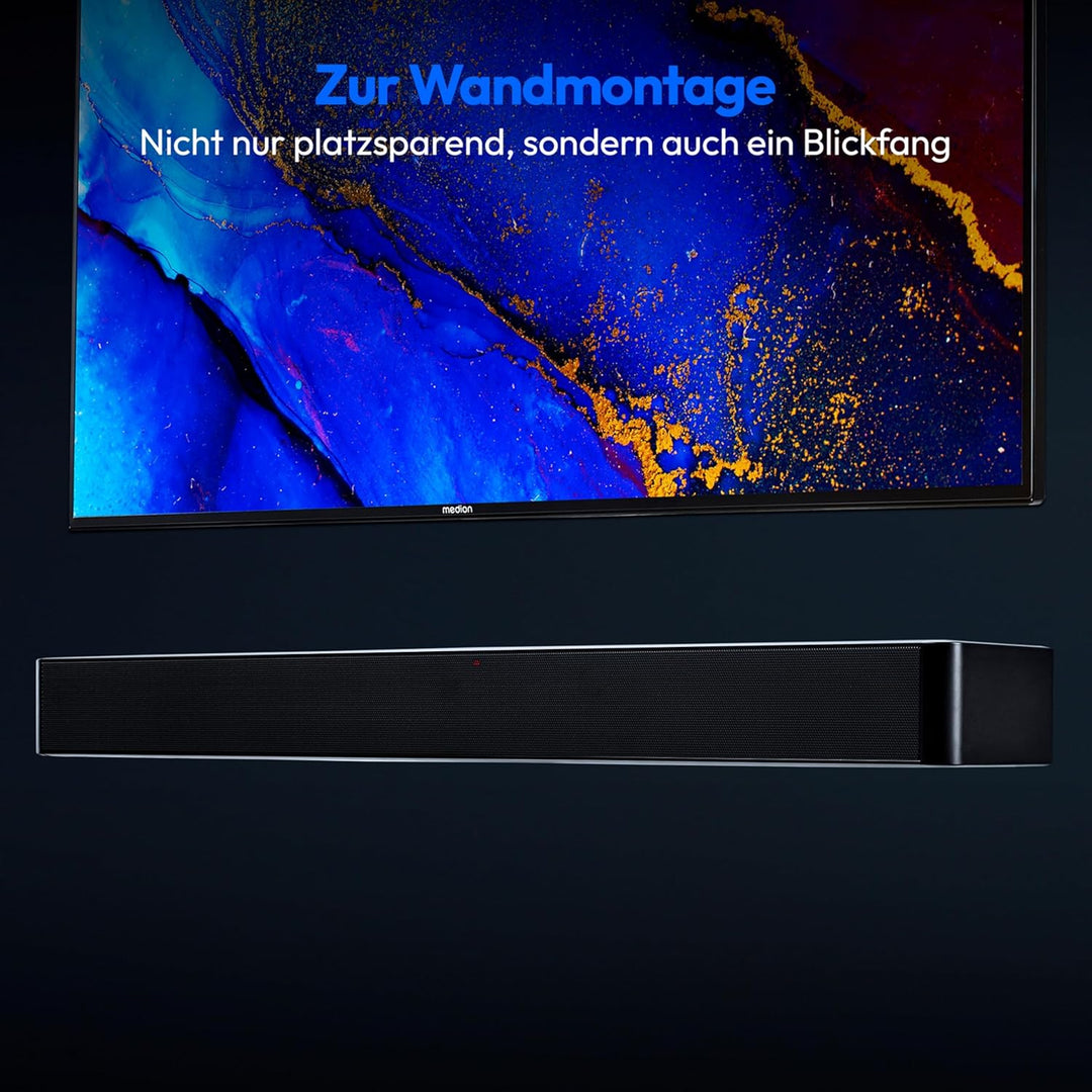 MEDION P61155 2.0 Soundbar mit Bluetooth (inkl. Fernbedienung, Touch-Steuerung, HDMI (ARC), AUX, opt