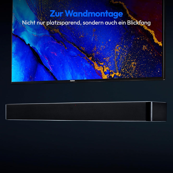 MEDION P61155 2.0 Soundbar mit Bluetooth (inkl. Fernbedienung, Touch-Steuerung, HDMI (ARC), AUX, opt