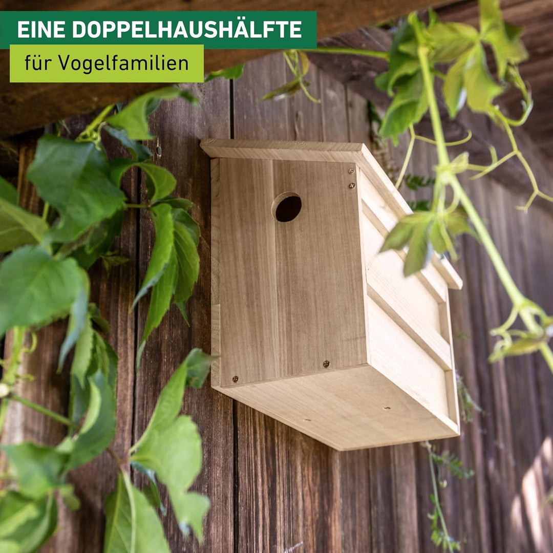 Windhager Nistkasten Twinhouse Sparrow, Vogel Nistkasten mit Zwei getrennten Kammern, Vogelnistkaste