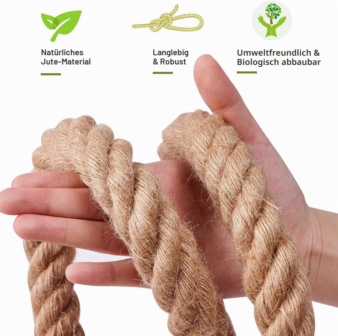 Juteseil 40mm 5M,Natürliche Hanfseil 4-Stränge Dicke Jute Schnur Gedreht Tauwerk Tau Seil für Garten