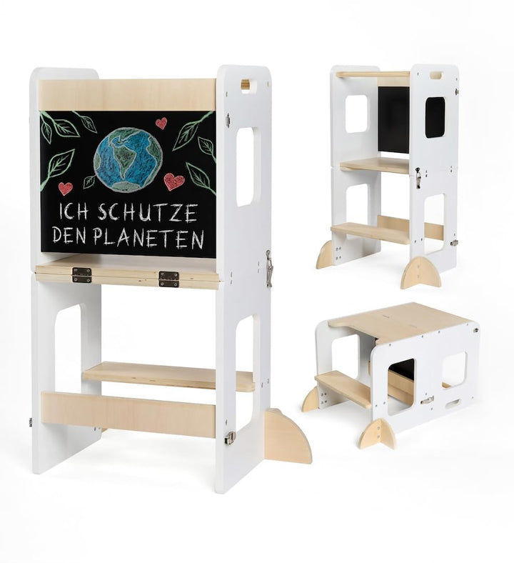 Lernturm ab 1 Jahr – Lernturm Klappbar 3 in 1 mit Tafel – Learning Tower für Kinder – Faltbar mit Si