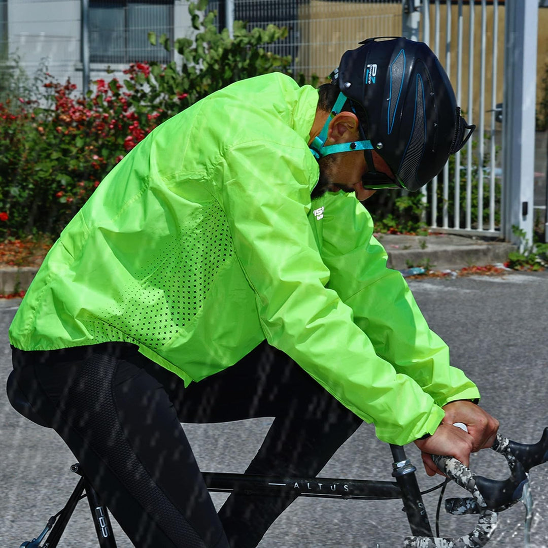 Brisk Bike Fahrrad-Regenjacke für Herren, hohe Sichtbarkeit, Vollärmel-Shell-Fahrradjacke L Grün, L