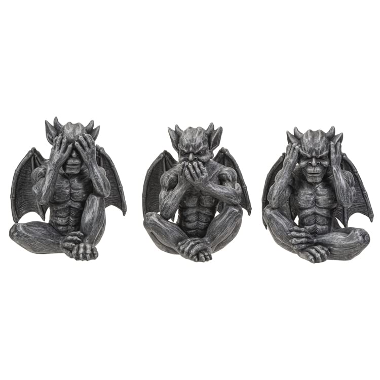 Pacific Giftware Gargoyle Figuren Set Nichts Böses sehen hören Sagen | Lustige Fantasy Deko
