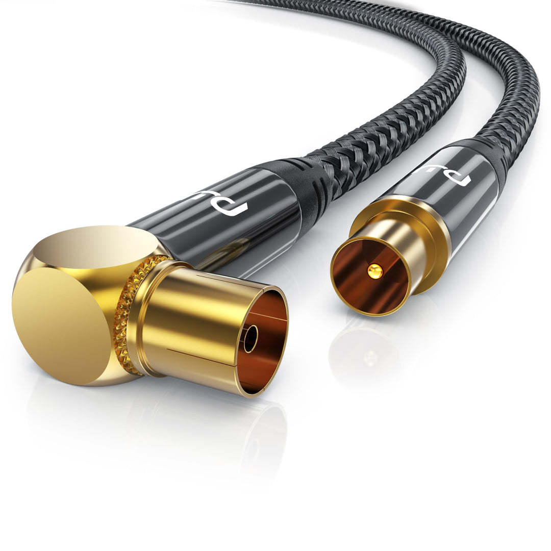 CSL - 2m Antennenkabel gewinkelt mit Braiding 8k 4k HDTV - 2 Meter Antennen kabel - Kupplung 90° Win