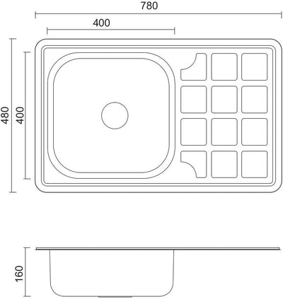 VBChome Einbauspüle 78x48 Leinenstruktur ab 50er Unterschrank Edelstahl Küchenspüle Spüle Ablagefläc