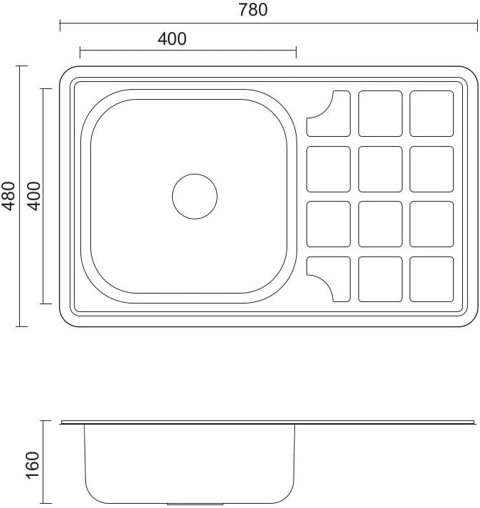 VBChome Einbauspüle 78x48 Leinenstruktur ab 50er Unterschrank Edelstahl Küchenspüle Spüle Ablagefläc