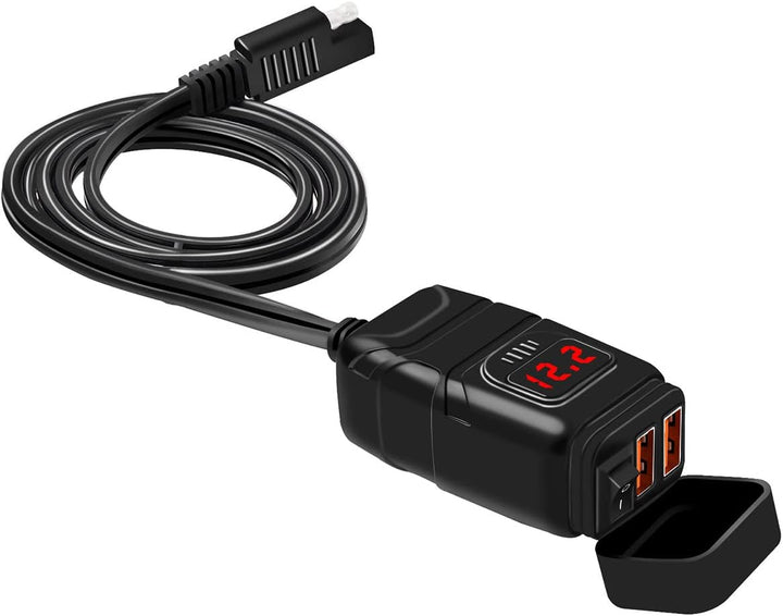 Motorrad USB Steckdose Wasserdicht mit Voltmeter und Schalter Auto Ladegerät für Motorrad SUV DC12V