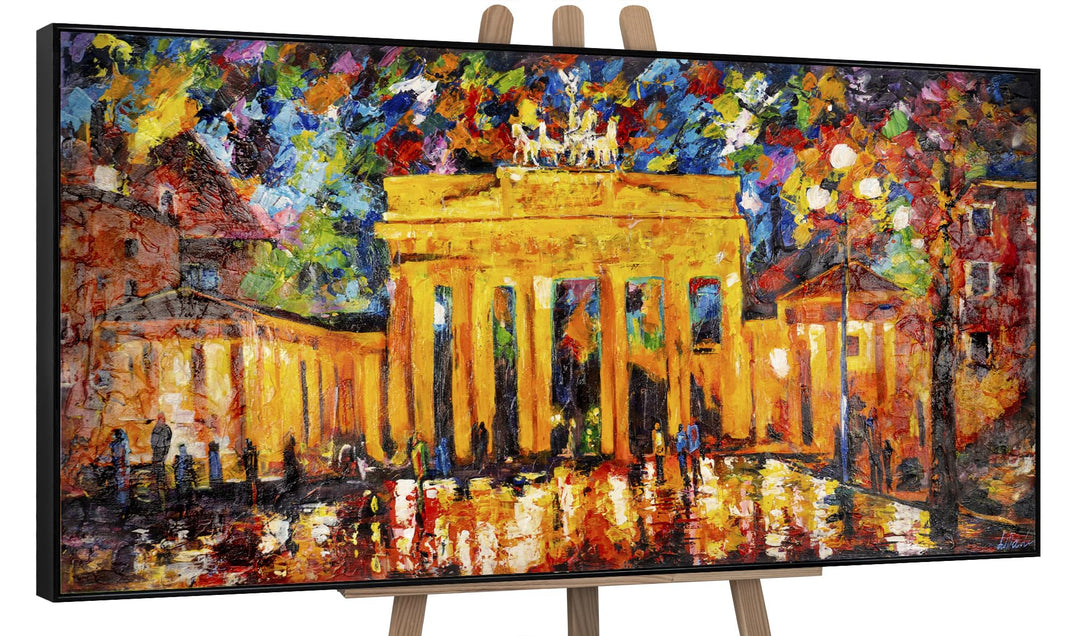 YS-Art XXL Abstrakt Acryl Gemälde auf Leinwand Brandenburger Tor handgemalt Wandbilder Wohnzimmer mo