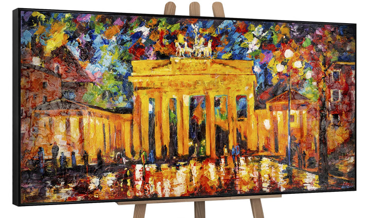 YS-Art XXL Abstrakt Acryl Gemälde auf Leinwand Brandenburger Tor handgemalt Wandbilder Wohnzimmer mo