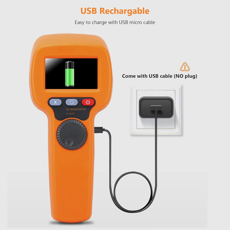 Digitales LED-Stroboskop, Berührungsloses Stroboskop Techometer, das 60–49999 U/min Misst, Handheld-