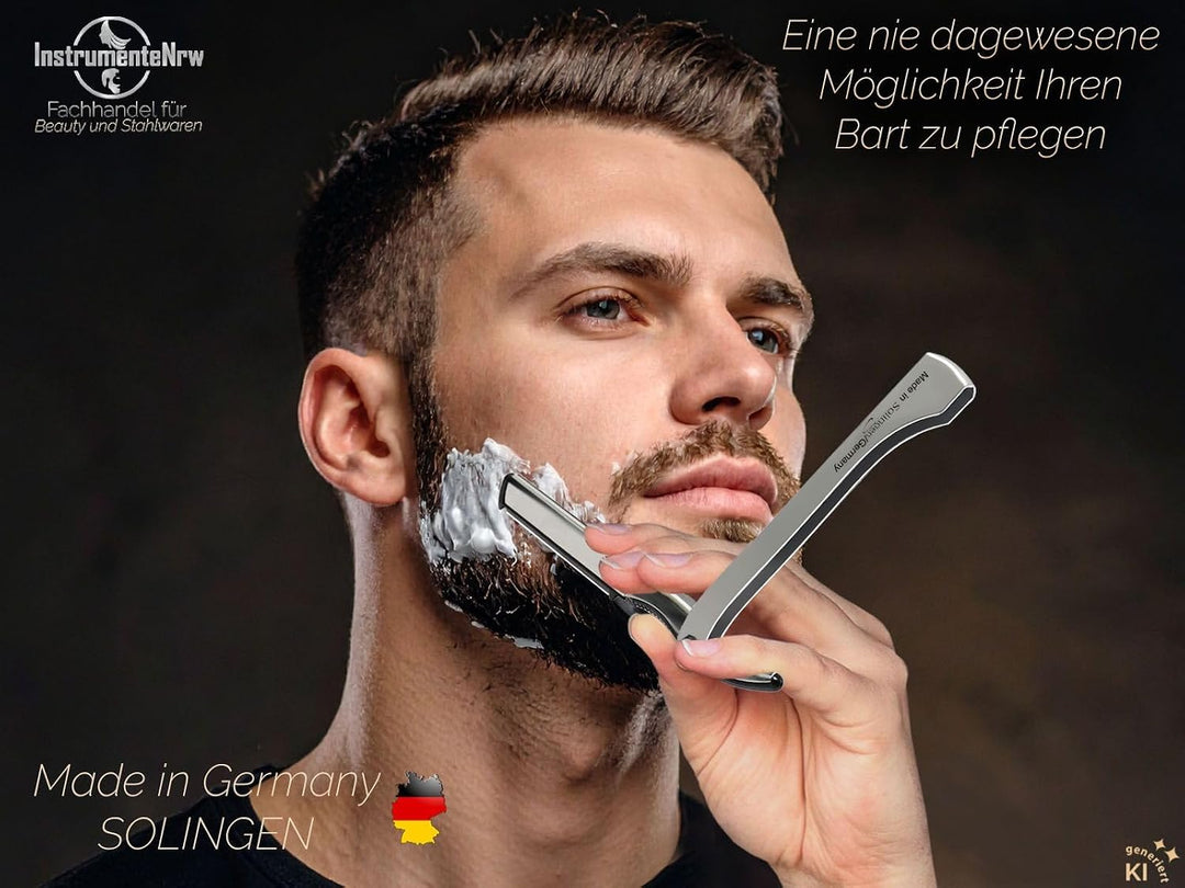 Rasiermesser mit Wechselklingen aus Solingen Bartmesser Made in Germany Rasier-Set für Herren mit Kl