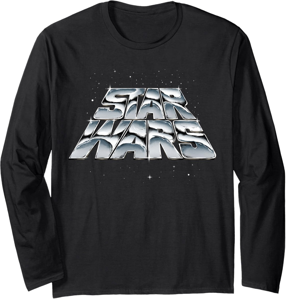 Star Wars Slanting Chrome Logo Langarmshirt