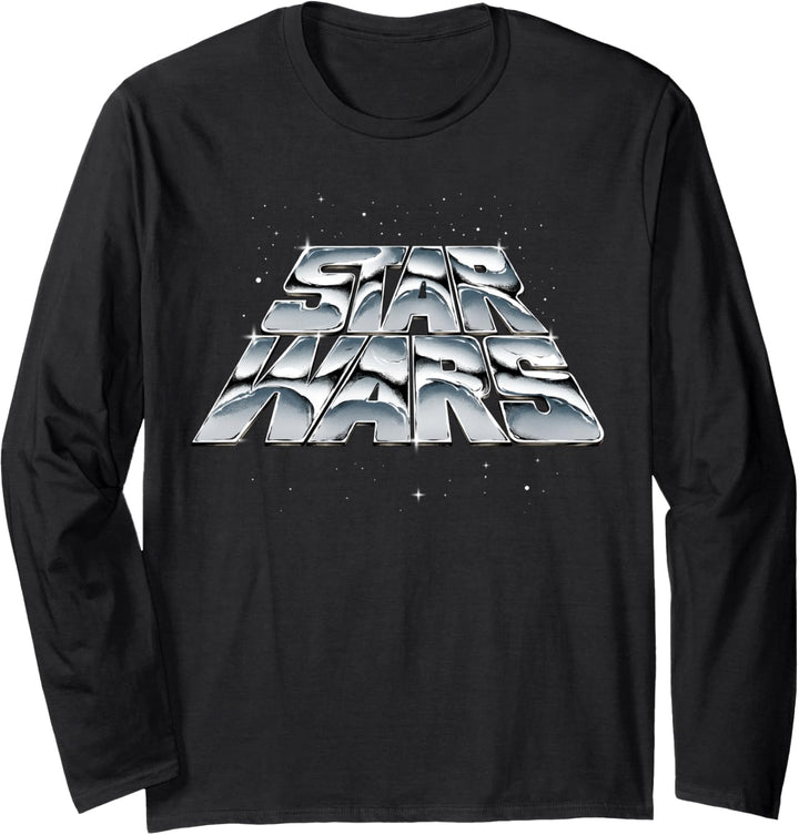 Star Wars Slanting Chrome Logo Langarmshirt