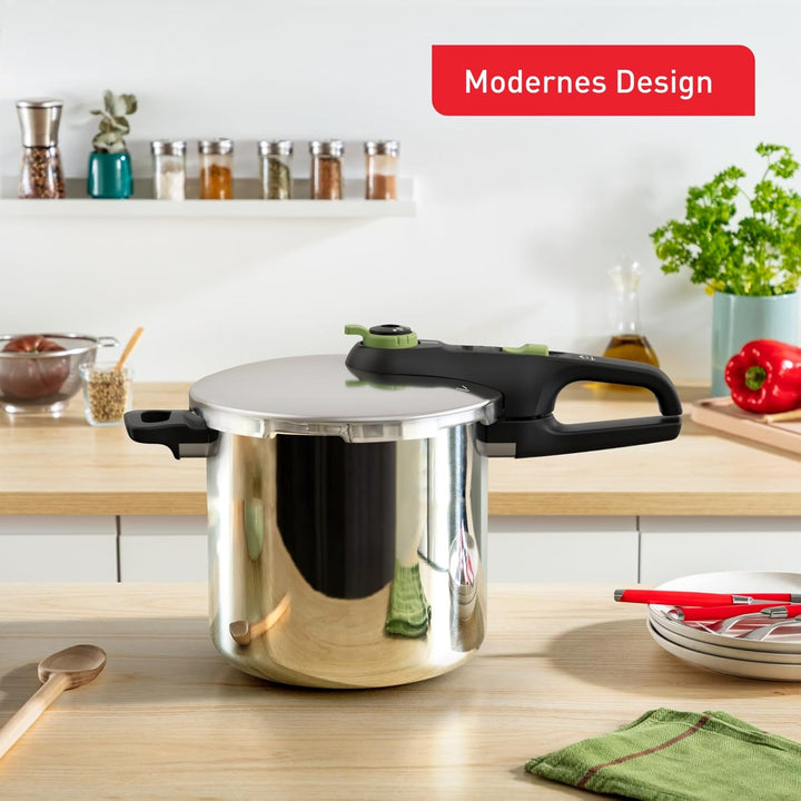 Tefal P2584402 Secure Trendy Schnellkochtopf 8 L mit Korb | 2-Stufen-Garregler: Intensivstufe 117°C,
