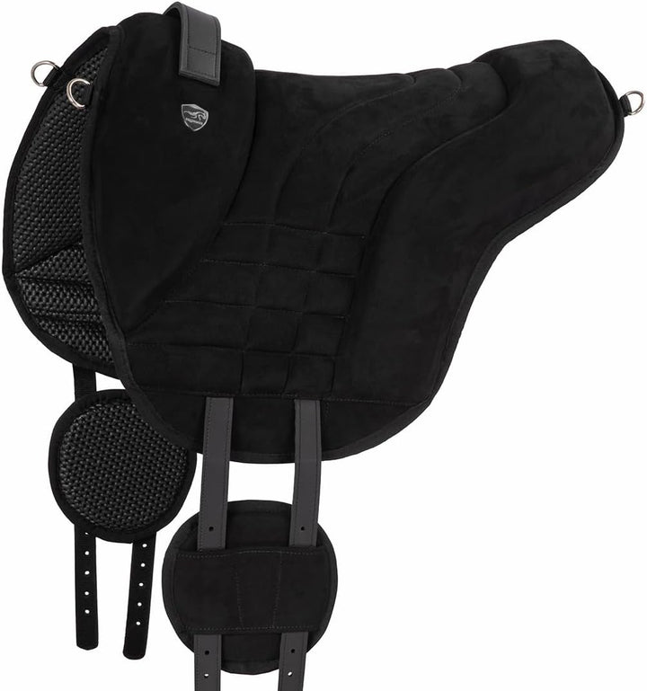 Equinate Reitpad Harper aus synthetischem Wildleder Pony Schwarz - Bareback Pad mit pflegeleichter N