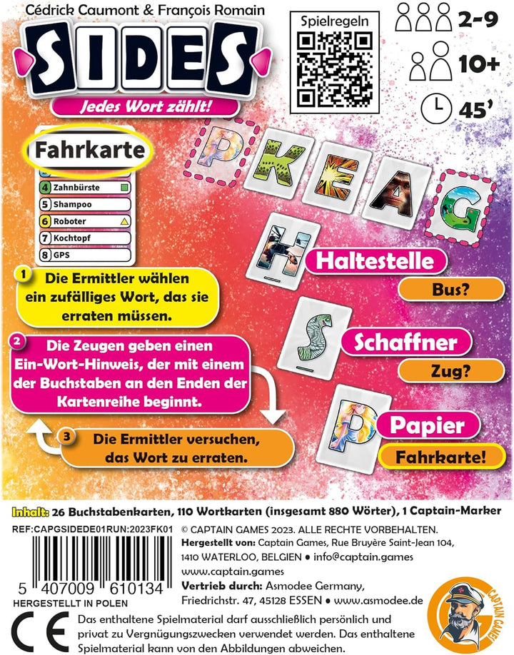 Captain Games, Sides, Partyspiel, Kartenspiel, 2-9 Spieler, Ab 10+ Jahren, 45 Minuten, Deutsch
