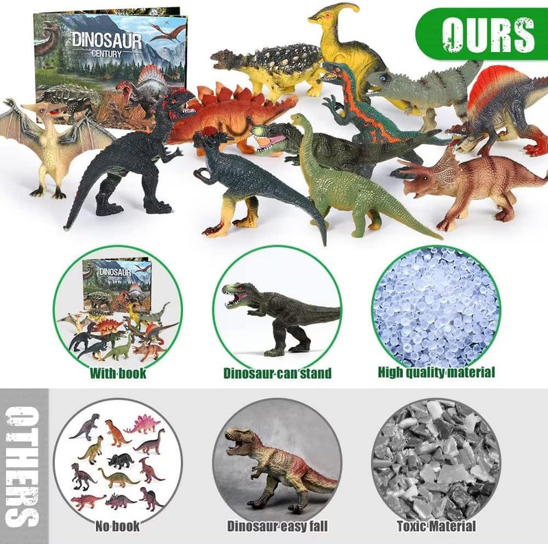FRUSE Dinosaurier Spielzeug Set, 12 Stück Realistisches Figuren Spielset einschliesslich T-Rex, Carn