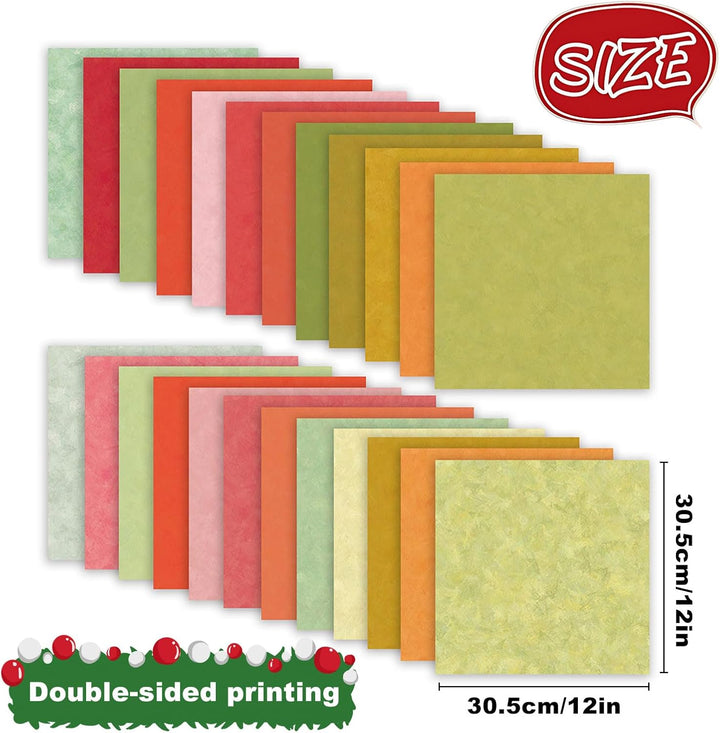 Scrapbook Papier Weihnachten Bastelpapier, 24 Blatt Doppelseitiges Winter Motivpapier, Buntes Dekopa
