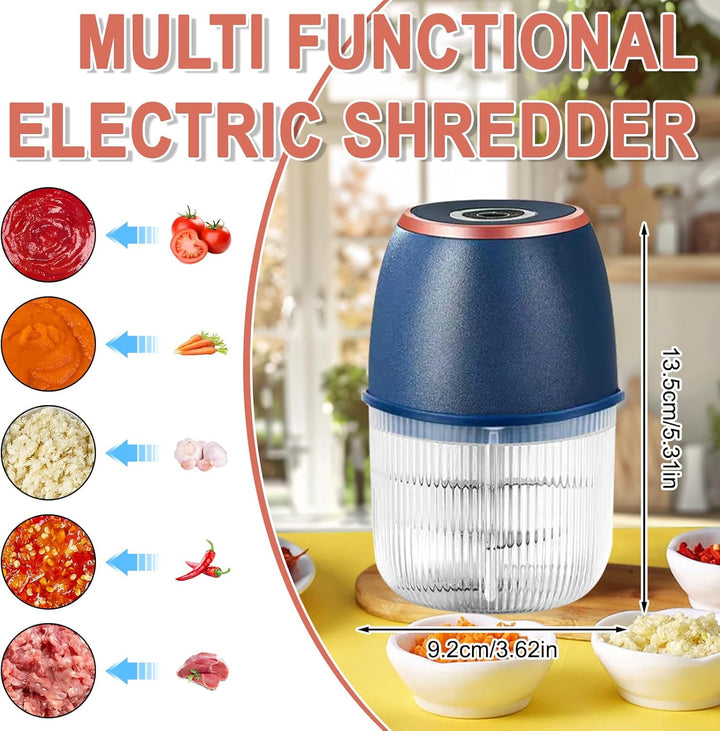 Elektrischer Küchenzerkleinerer, 350ML Zwiebelzerkleinerer Elektrisch, Tragbarer Mini-Zerkleinerer,Z