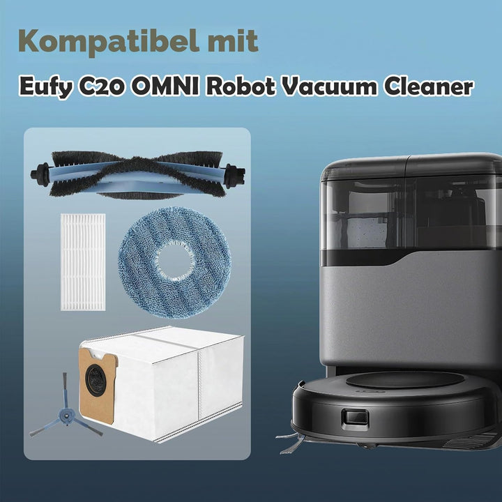 VIEWALL C20 Zubehör für Eufy Omni C20 Staubsauger,1 Hauptbürste, 4 Wischtücher,4 Seitenbürsten,4 HEP