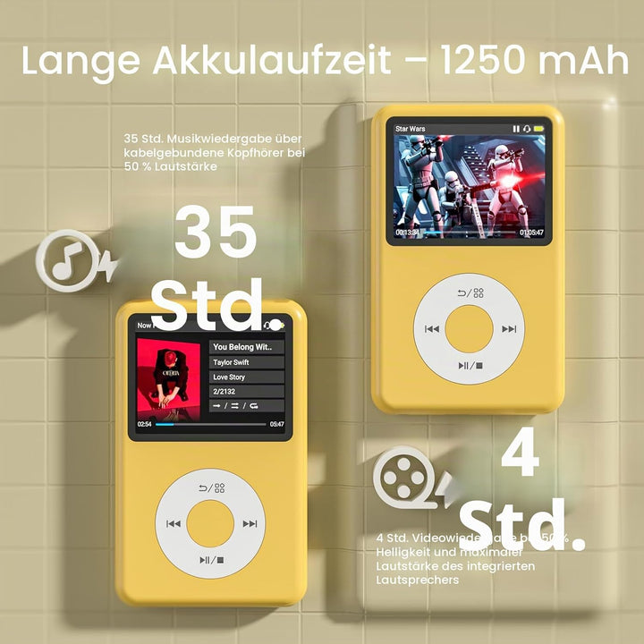Innioasis Y1 Kinder MP3 Player - Zeitlose Klasse: 128 GB, Bluetooth, Video-Player, Hörbücher, FM-Rad