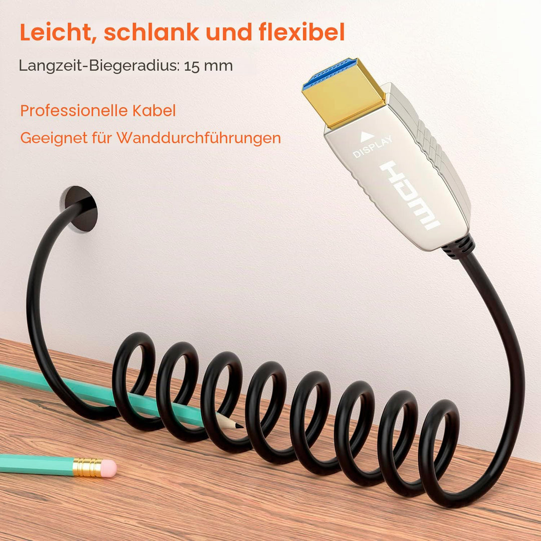 RUIPRO 4K Glasfaser HDMI Kabel 15 Meter 18Gbps 4K@60Hz ARC HDR10 Ultradünnes Flexibles HDMI 2.0b Kab