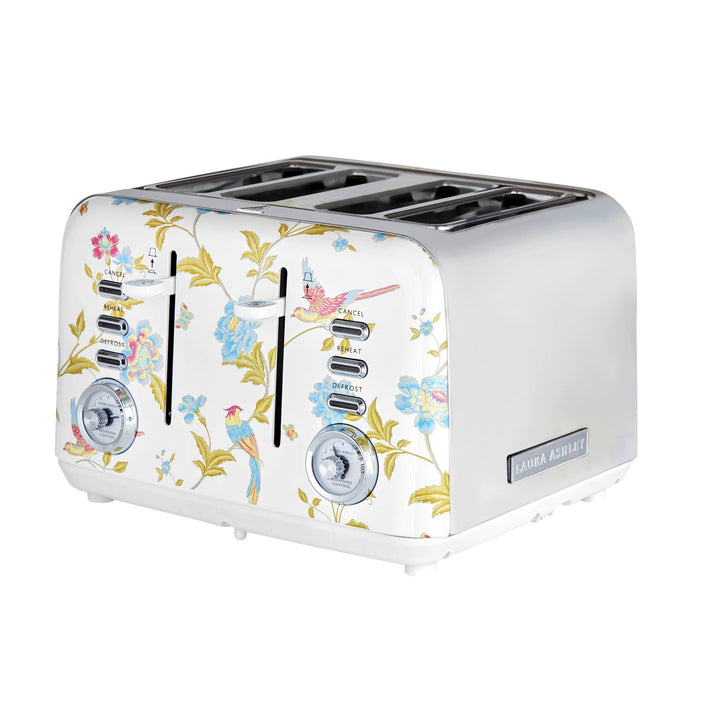 VQ Laura Ashley 4-Scheiben-Toaster mit einstellbaren Heiz-, Auftau- und Aufwärmmodi - Edelstahl Vint