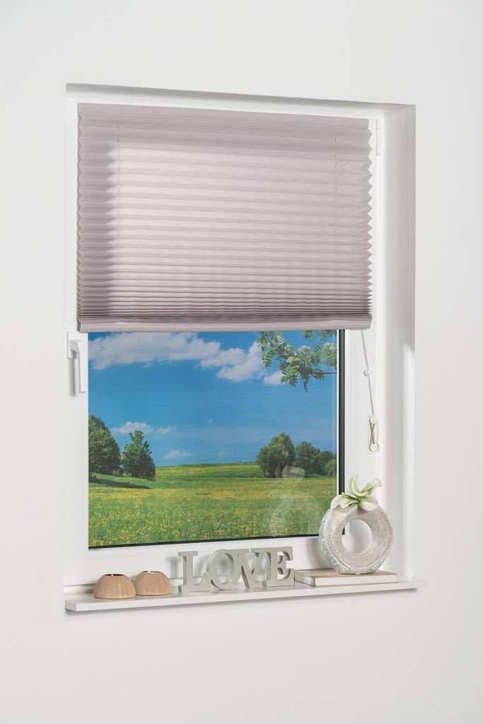 K-home Klebe-Plissee, Grau, 100 x 210 (B x L) 100 x 210 (B x L) Grau, 100 x 210 (B x L) Grau