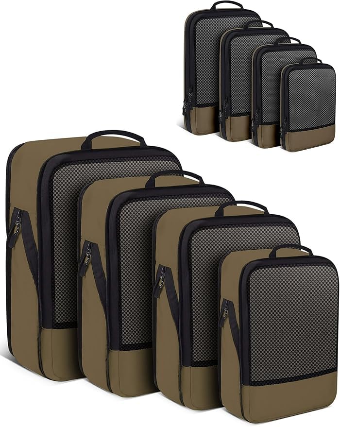 BAGLHER Packwürfel Kompression für die Reise - Extrem platzsparender Koffer-Organizer-Set, wasserdic