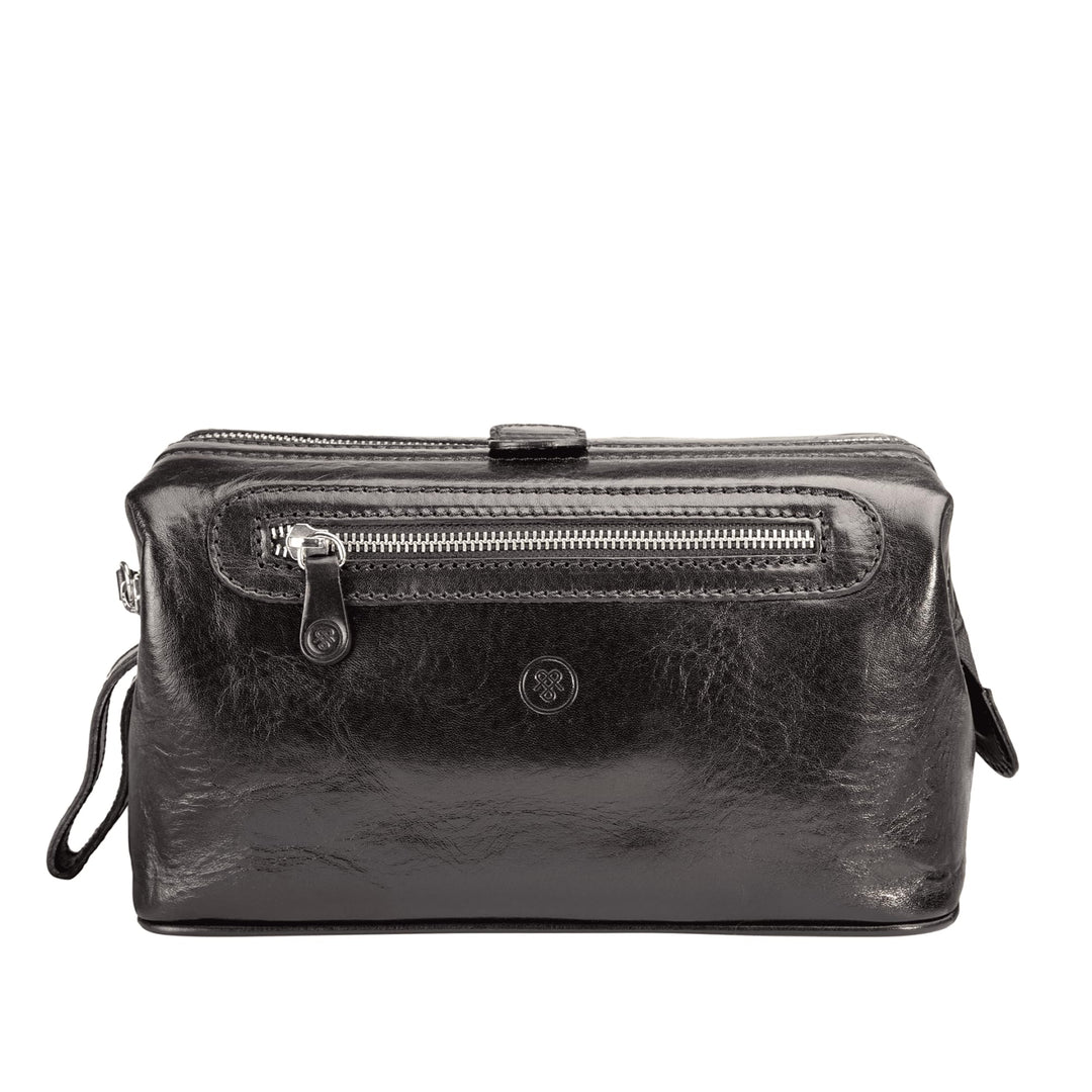 Maxwell-Scott Luxus Leder Kulturtasche (DunoL), Schwarz, large Schwarz Nicht-personalisierte, Schwar