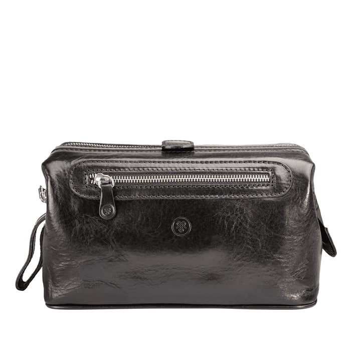 Maxwell-Scott Luxus Leder Kulturtasche (DunoL), Schwarz, large Schwarz Nicht-personalisierte, Schwar