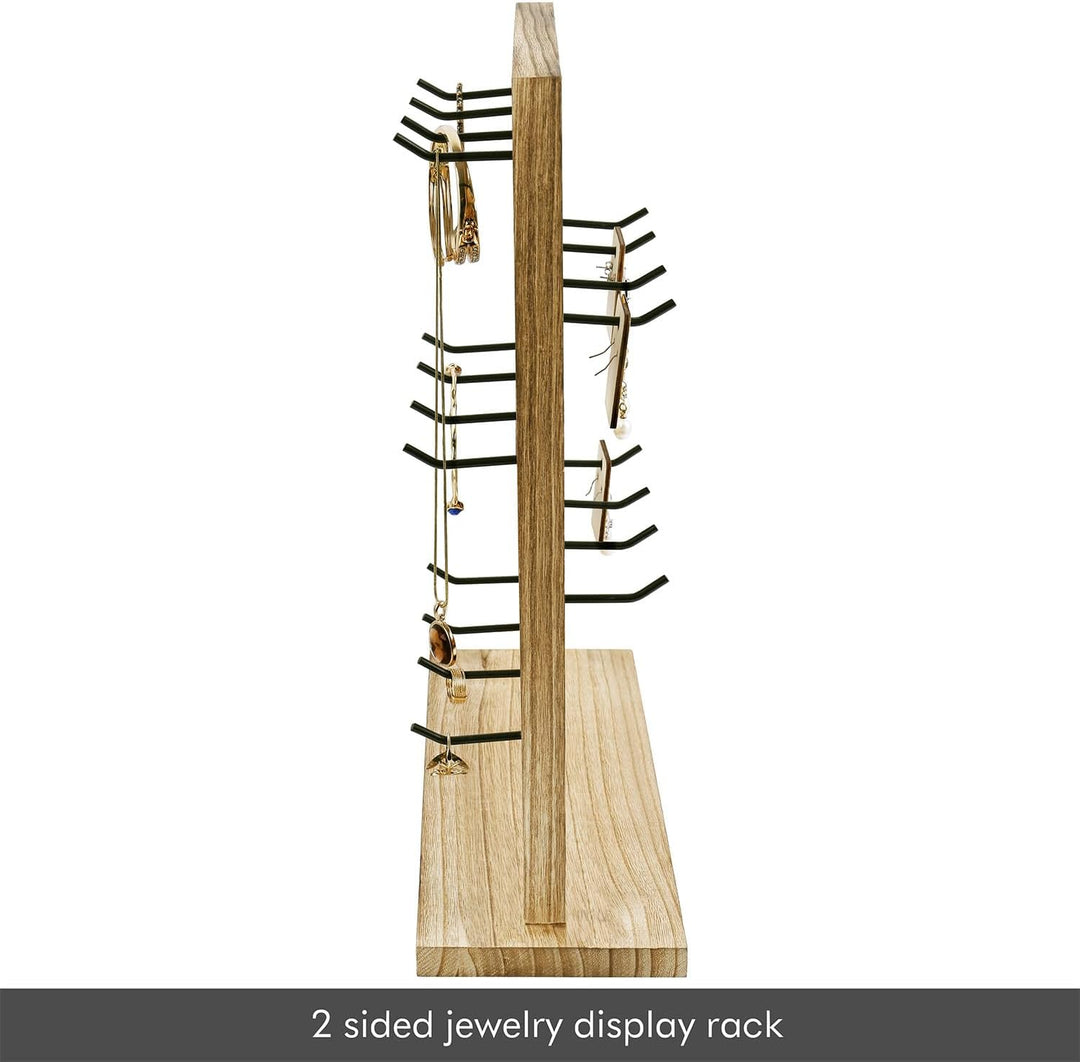 Ikee Design Schmuckständer aus Holz mit 20 Haken, Ohrring-Kartenhalter mit Haken, Schmuckturm für Oh