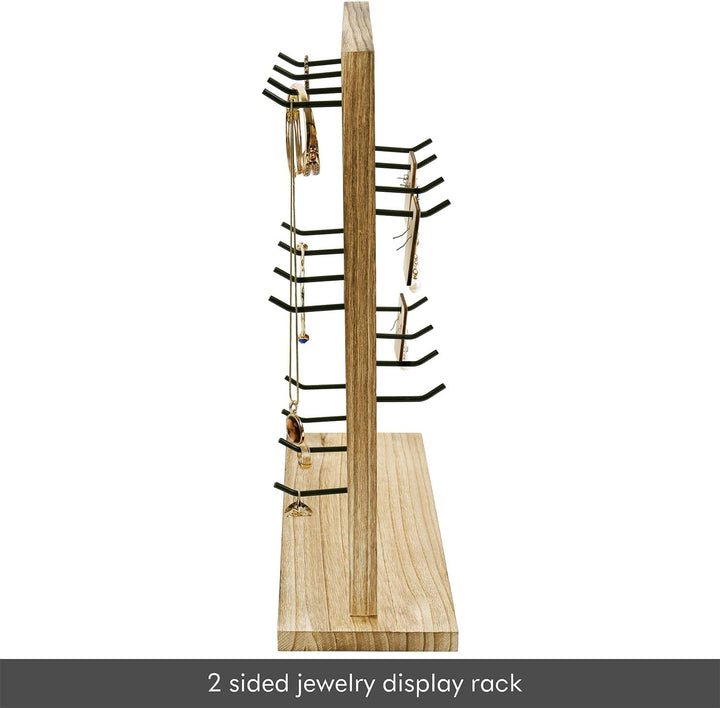Ikee Design Schmuckständer aus Holz mit 20 Haken, Ohrring-Kartenhalter mit Haken, Schmuckturm für Oh