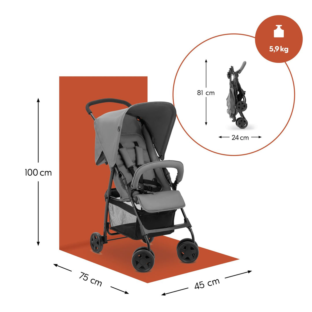 hauck Buggy Sport, Ultra Leicht - nur 5,9 kg, für Kinder bis 15 kg, Klein Zusammenklappbar, Reisebug