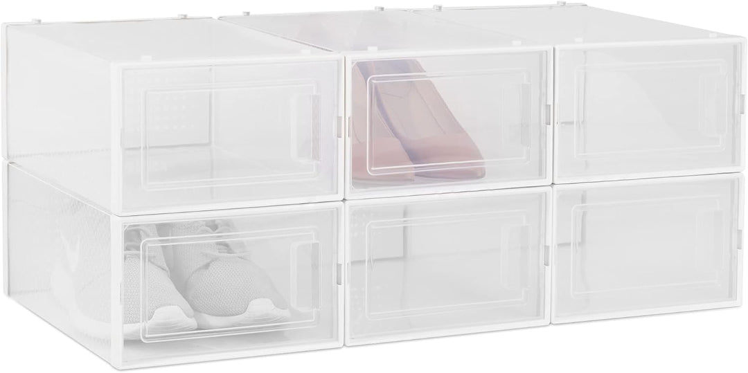 Navaris Schuhbox Set Schuhkarton Schuhkasten Aufbewahrung - transparente Seiten und Frontöffnung - p