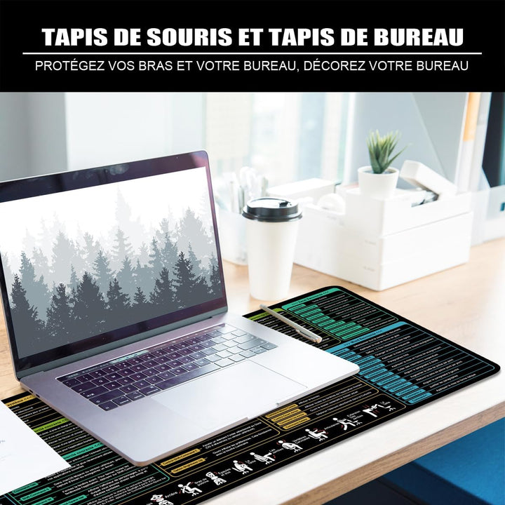 Mac Mauspad Französisch Schreibtischunterlage Shortcuts 80x30x0.3cm Gross Gaming Mousepad XL & Desk