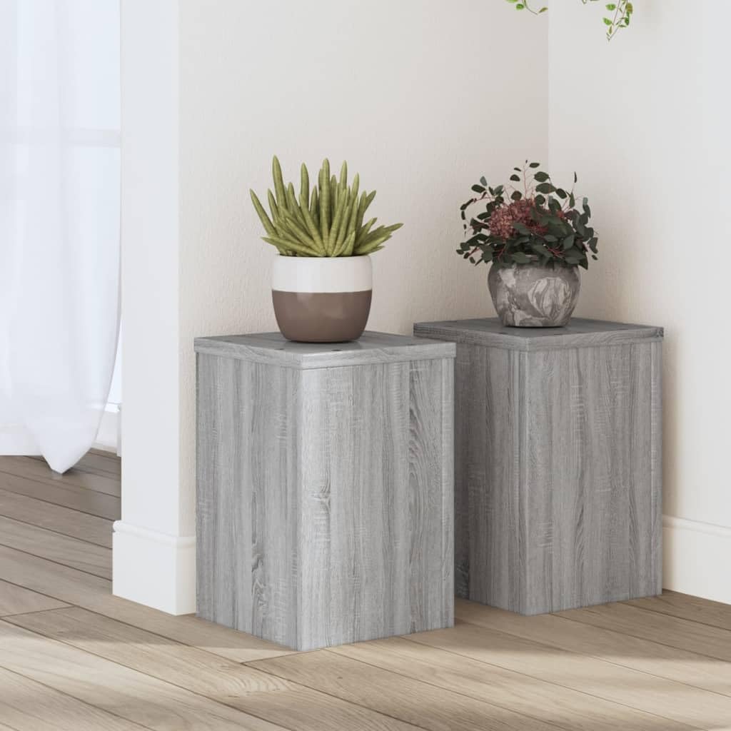 Pflanzenständer 2 STK. Grau Sonoma 20x20x30 cm Holzwerkstoff Pflanzenregal, Blumenregal Indoor/Outdo
