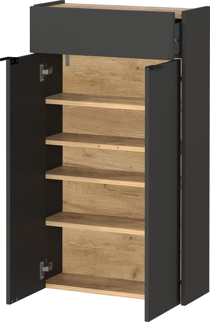 Germania Hängender Schuhschrank 1397-549 GW-Ameca, in Graphit/Eiche, geringe Tiefe, optimal für schm