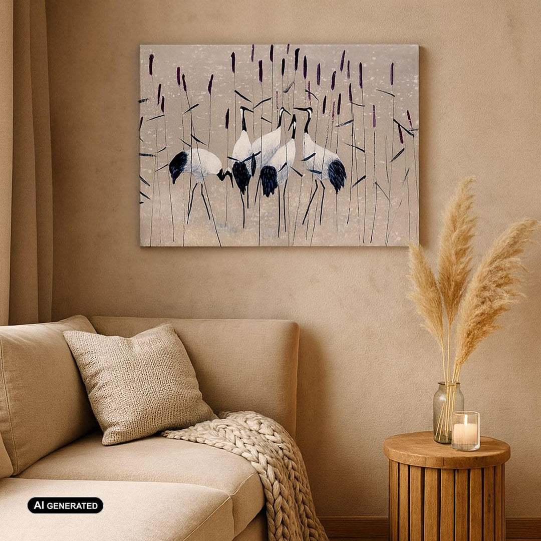 Bilder auf Leinwand 100x70cm Leinwandbild mit Rahmen Vogel Natur Wasser Gross Wanddeko Bild Schlafzi
