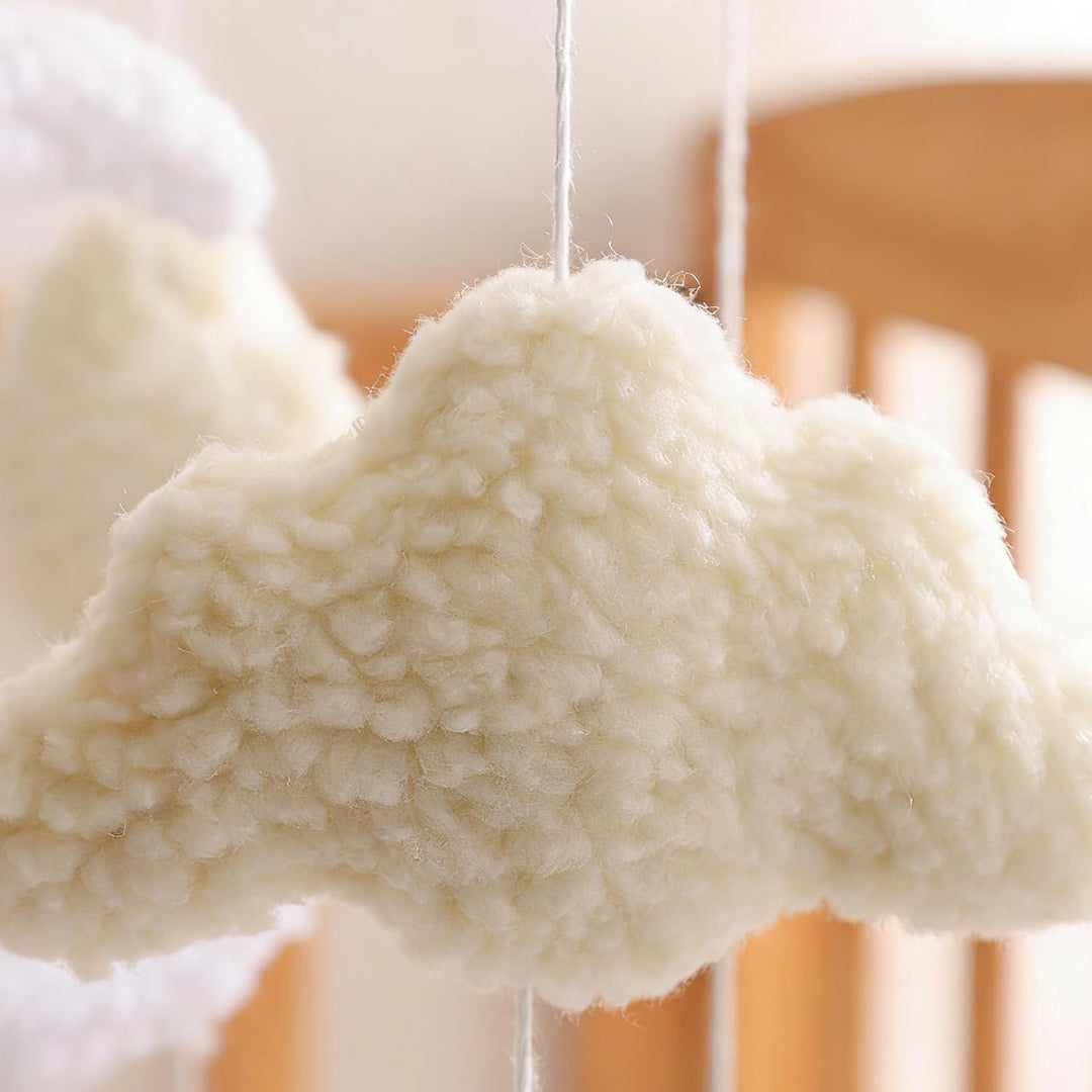 Mobile für Kinder - Pädagogisch wertvolles Mobile mit Holzsternen drehend | Boho Babybett-Mobile Wol