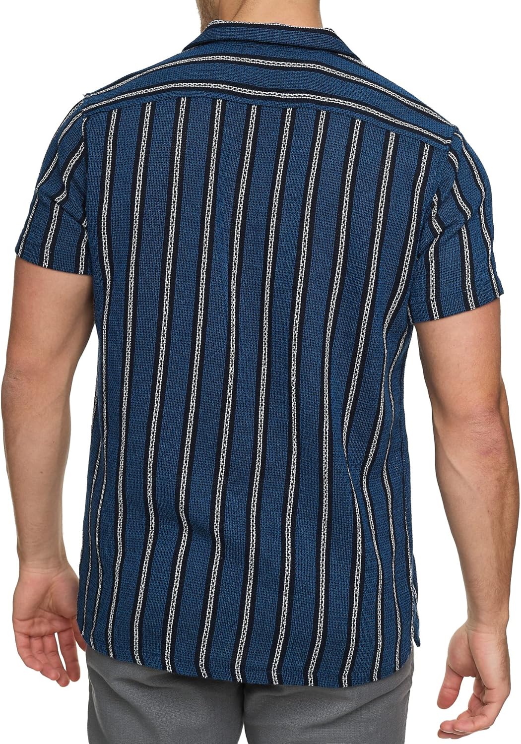 Indicode Herren INCosby Kurzarmhemd mit Button-Down-Kragen | Herrenhemd gestreift Kurzarm Hemd L Dar