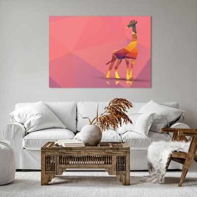 ARTTOR Bilder auf Leinwand 100x70cm Leinwandbild Giraffe modern Grafik Gross Wanddeko Bild Schlafzim