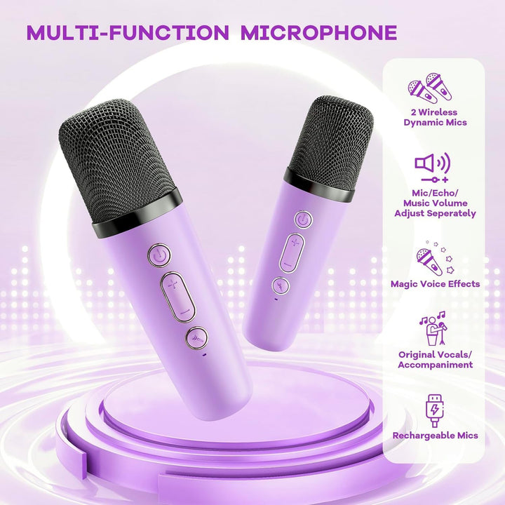 YLL Mini Kinder Karaoke Maschine mit 2 Mikrofon, Karaoke Geschenke für Mädchen Alter 3 4 5 6 7 8 9 1
