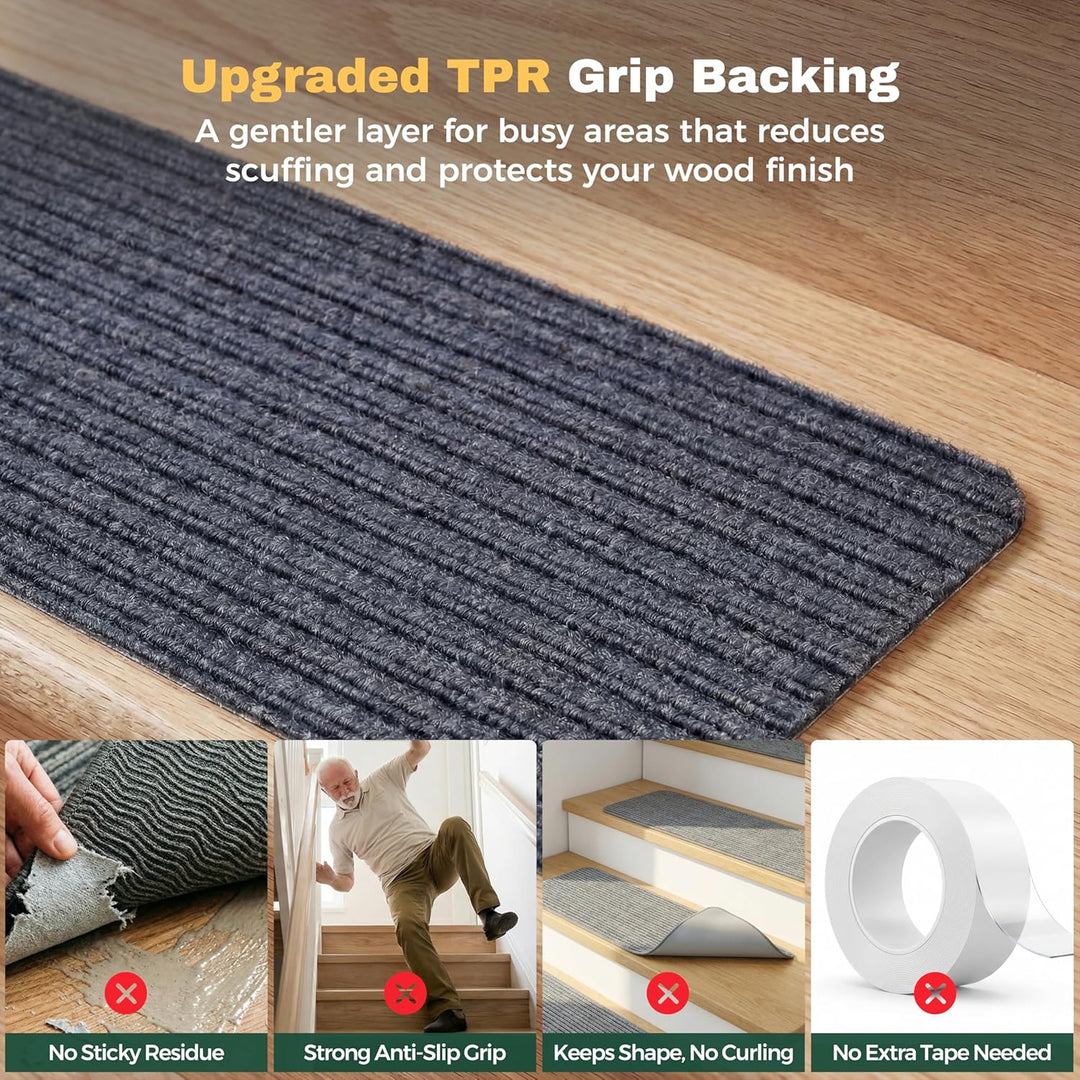 MBIGM 15er Set Stufenmatten 20 cm X 65 cm Treppenteppich Selbstklebend Sicherheit Stufenteppich für