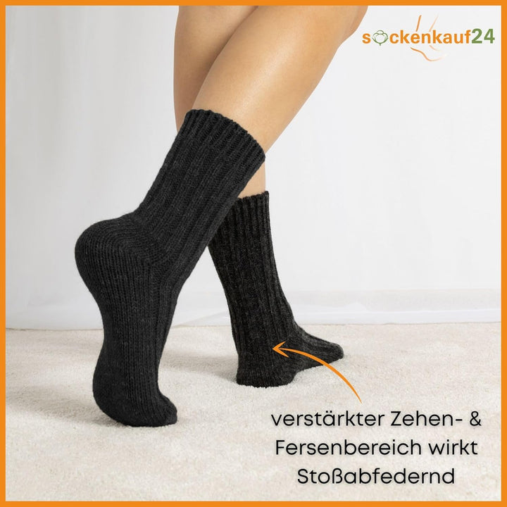 4 Paar Alpaka Socken Herren Damen Wollsocken warme Wintersocken, Schwarz