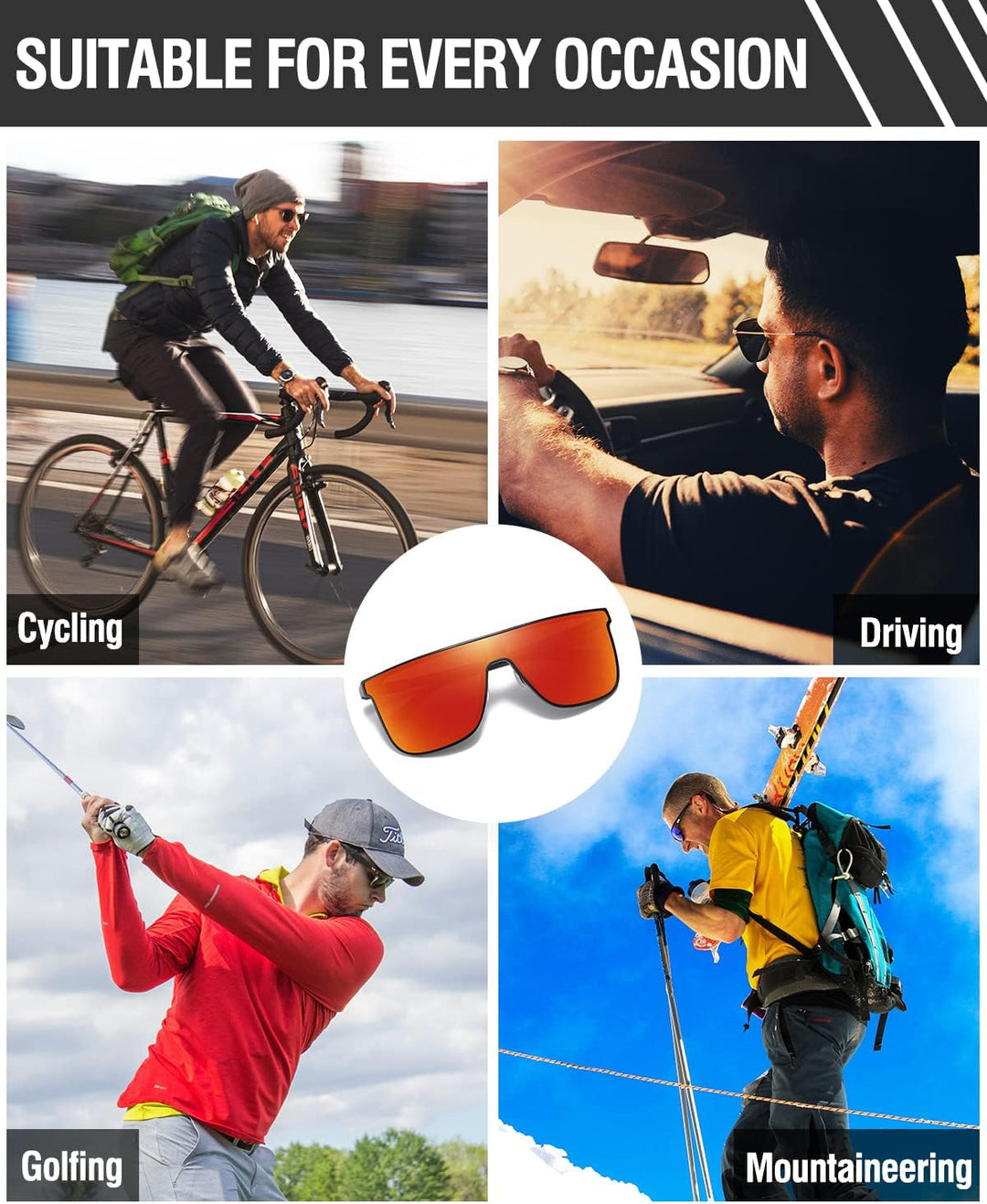 DUCO Herren Sonnenbrille Polarisierte Quadrat Sonnenbrille für Herren Carbon Fiber Tempel Sonnenbril
