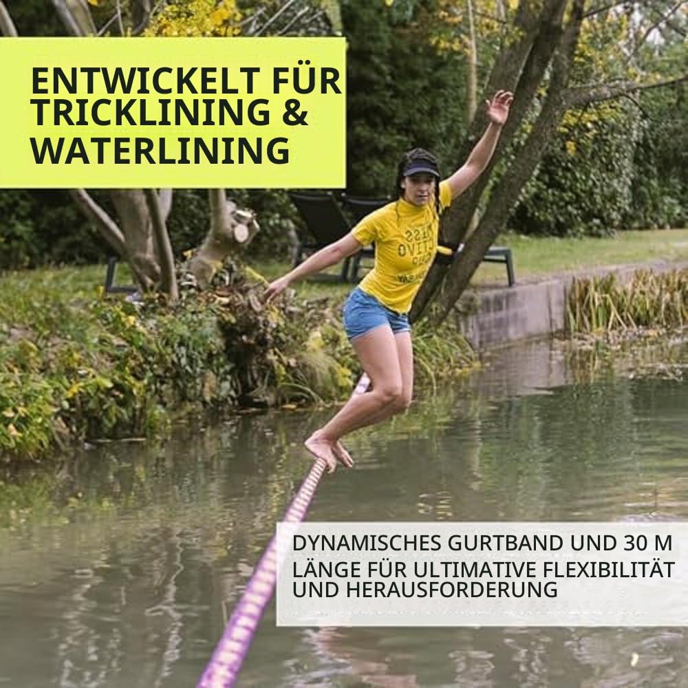 Gibbon Slacklines SurferLine | 30m Trick &amp; Waterline Set | Inkl. Ratschenschutz &amp; TreeWear | Einfach