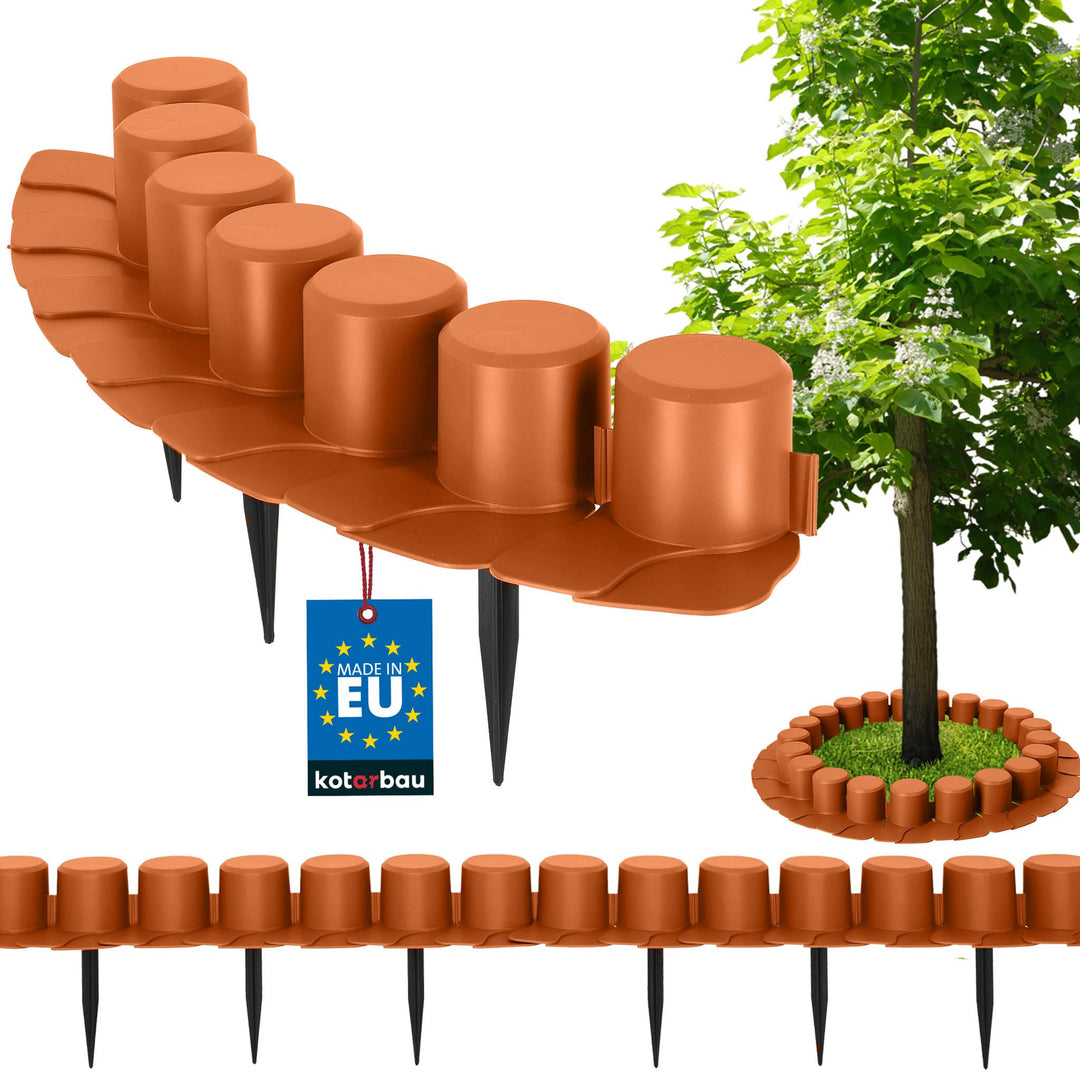 KOTARBAU® Garten-Palisade 60mm x 4,05m Ziegelrot zum Abgrenzen von Rasen und Gehwegen, Ziegelrot