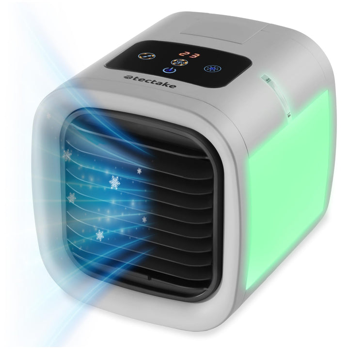 tectake® Luftkühler mit LED, mobile Klimaanlage ohne Abluftschlauch, Ventilator mit Wasserkühlung, K